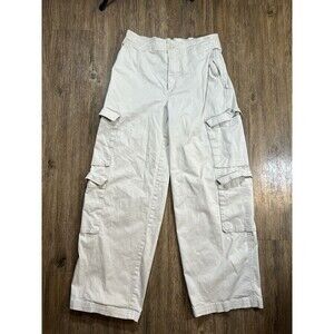 Abercrombie Fitch High Rise Wide Leg Cargo Pants Size 29 Boho Y2K Barrel White
